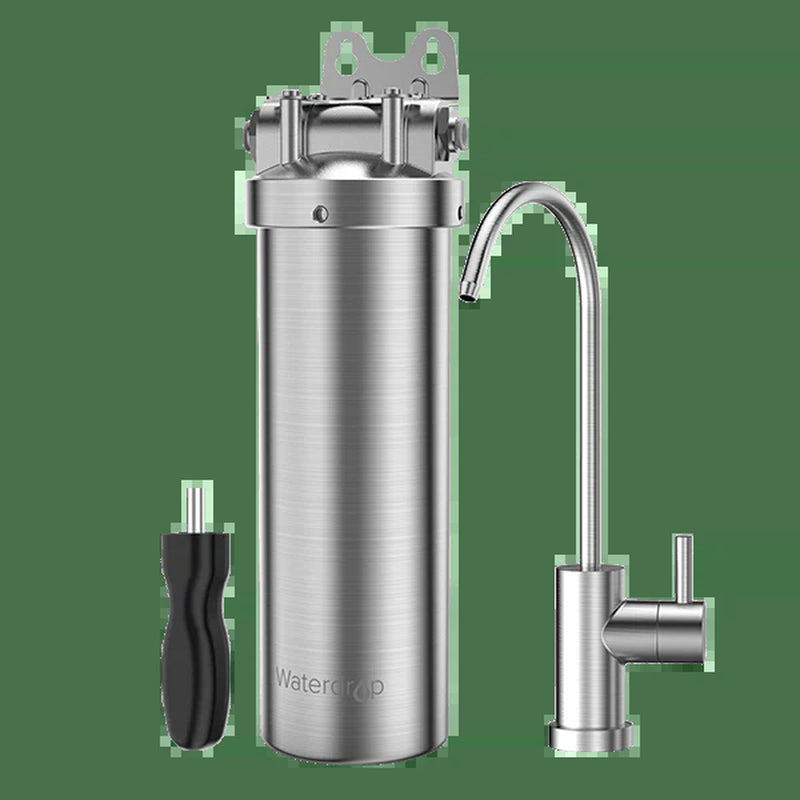 Stainless Steel Undersink Water Filtration System with Dedicated Faucet