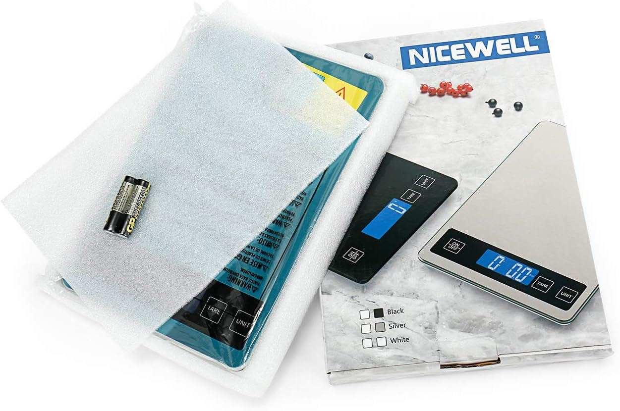 Food Scale, 22Lb Digital Kitchen Scale Weight Grams and Oz for Cooking Baking, 1G/0.1Oz Precise Graduation, Stainless Steel and Tempered Glass