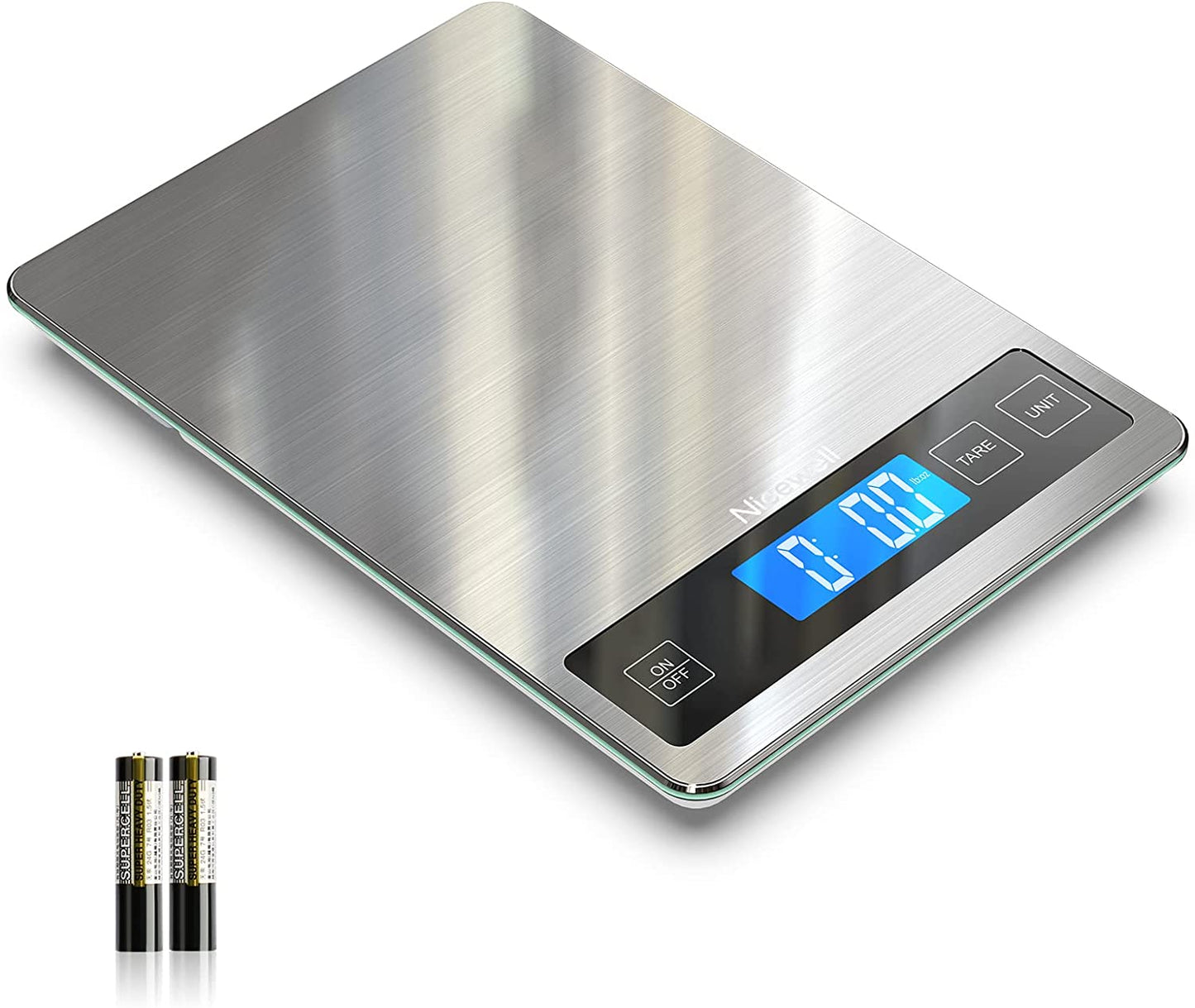Food Scale, 22Lb Digital Kitchen Scale Weight Grams and Oz for Cooking Baking, 1G/0.1Oz Precise Graduation, Stainless Steel and Tempered Glass